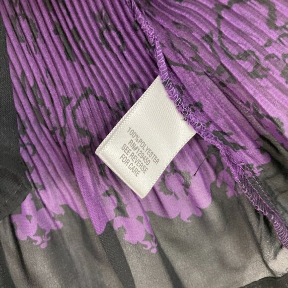APT. 9 Purple Black Ombre Pleated Stretch Ruffle Button Down XL Whimsigoth - Picture 7 of 9
